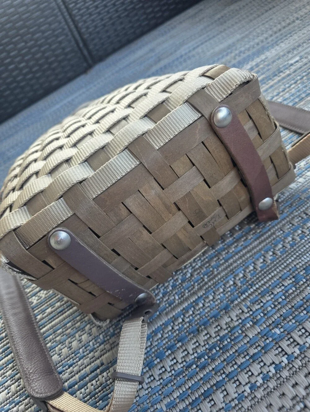 Longaberger To Go Basket Backpack Woven Wood & Nylon Adjustable Straps 2007